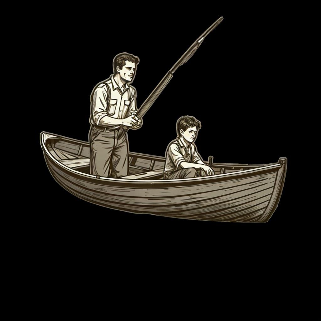 Tranquil Nature Scene with Rustic Rowboat in Monochromatic H...