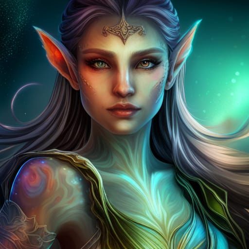 Mystical Eladrin Elf in Astral Illustration