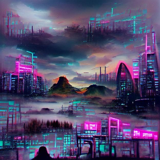 Cyberpunk Cityscape with Neon Lights