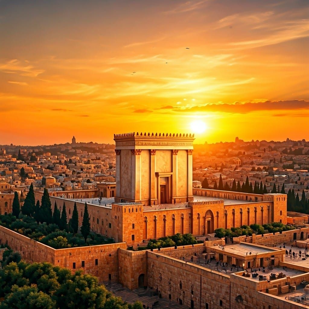 Temple in Jerusalem at Sunset in Vibrant Colors