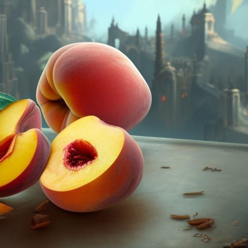 Canned Peach Slices as Detailed Matte Painting