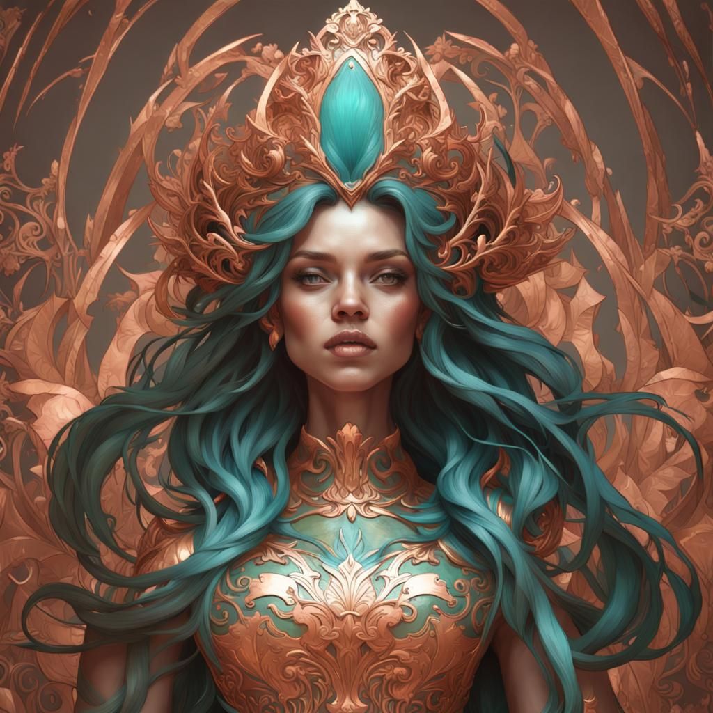Copper Verdigris Pageant Crown Portrait