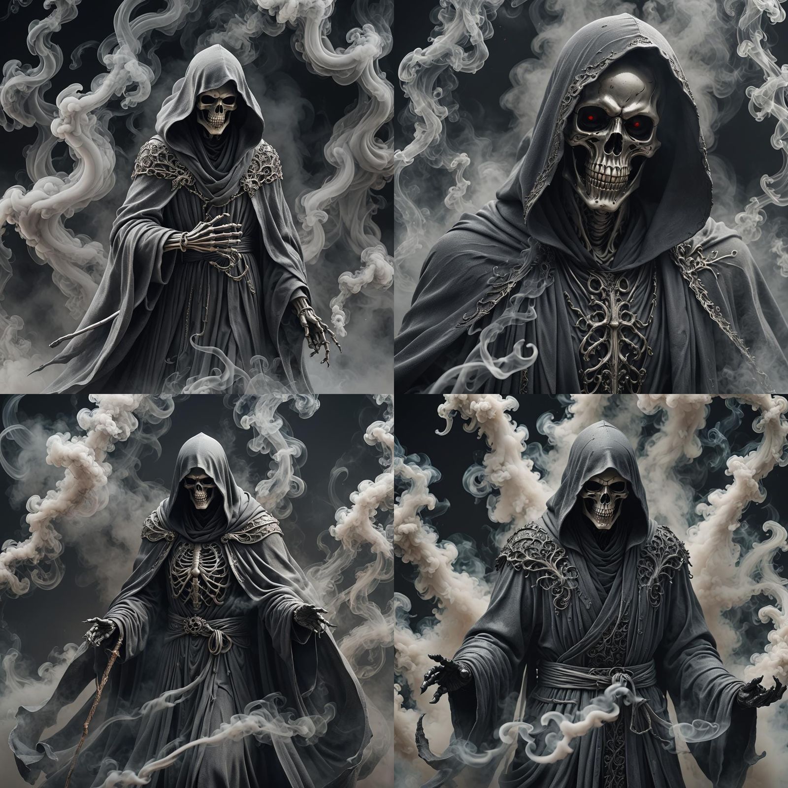 Grim Reaper in Smoke Robe: Hyper Detailed 3D Render