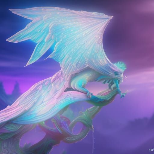 Hyperdetailed Crystalline Bird in Triadic Colors