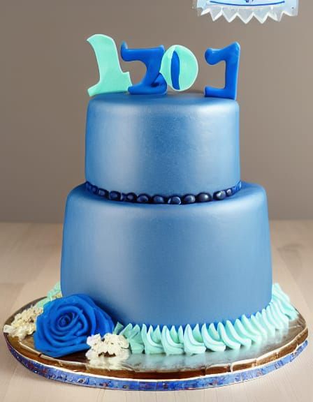 Elegant Blue Birthday Cake for Celebration