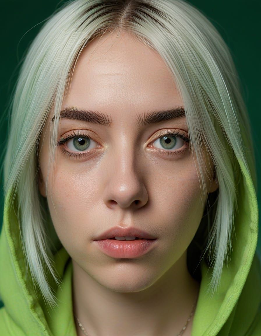 Billie Eilish in Bold Portrait Style