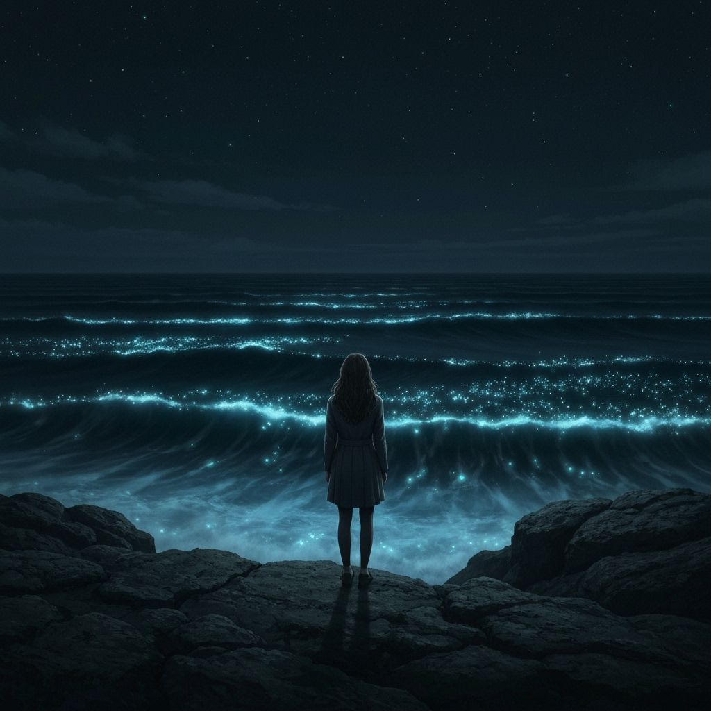 Bioluminescent Ocean View in Dreamy Style