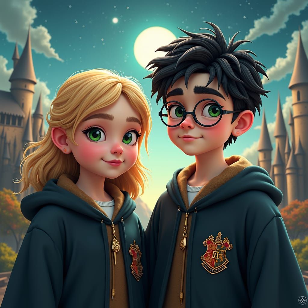 Young Wizards in Hogwarts Robes: Fantasy Concept Art