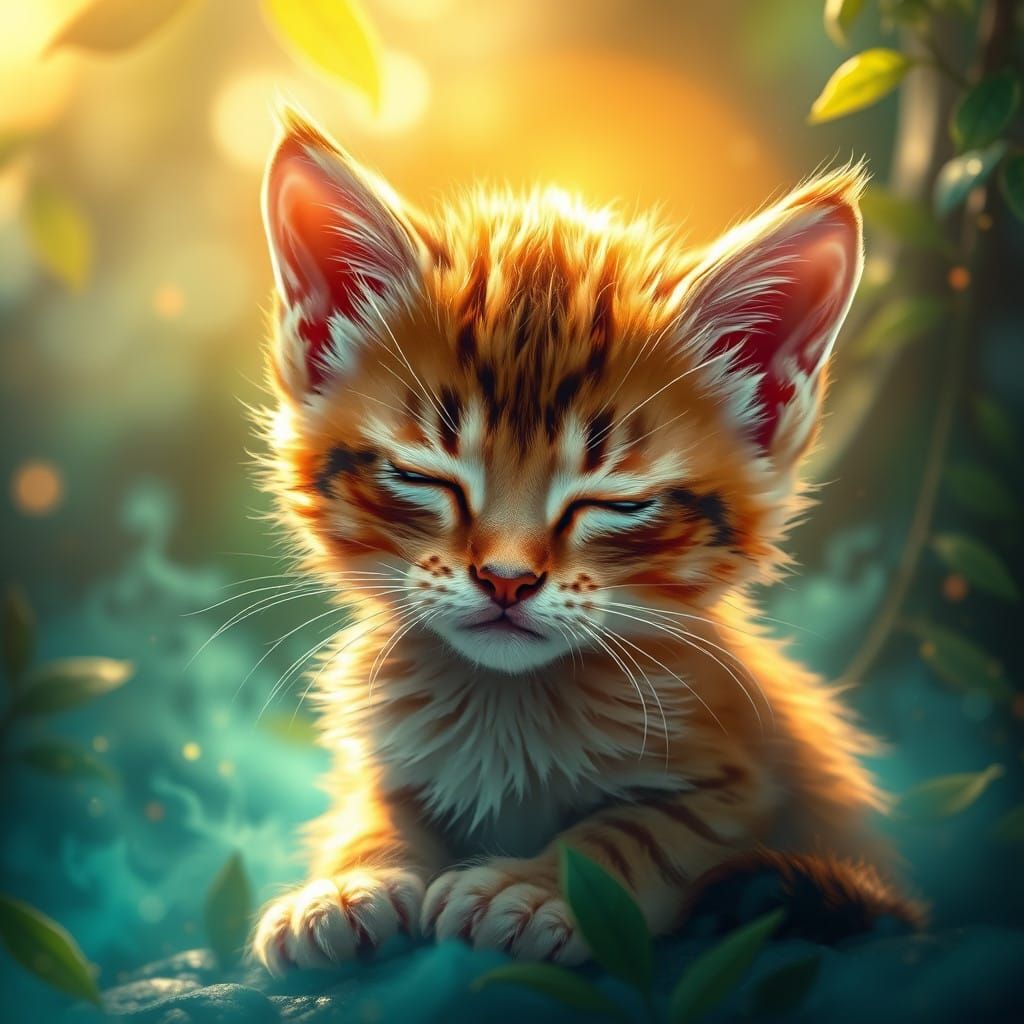 Tiny Kitten Transports to Epic Lion Realm in Vibrant Matte P...