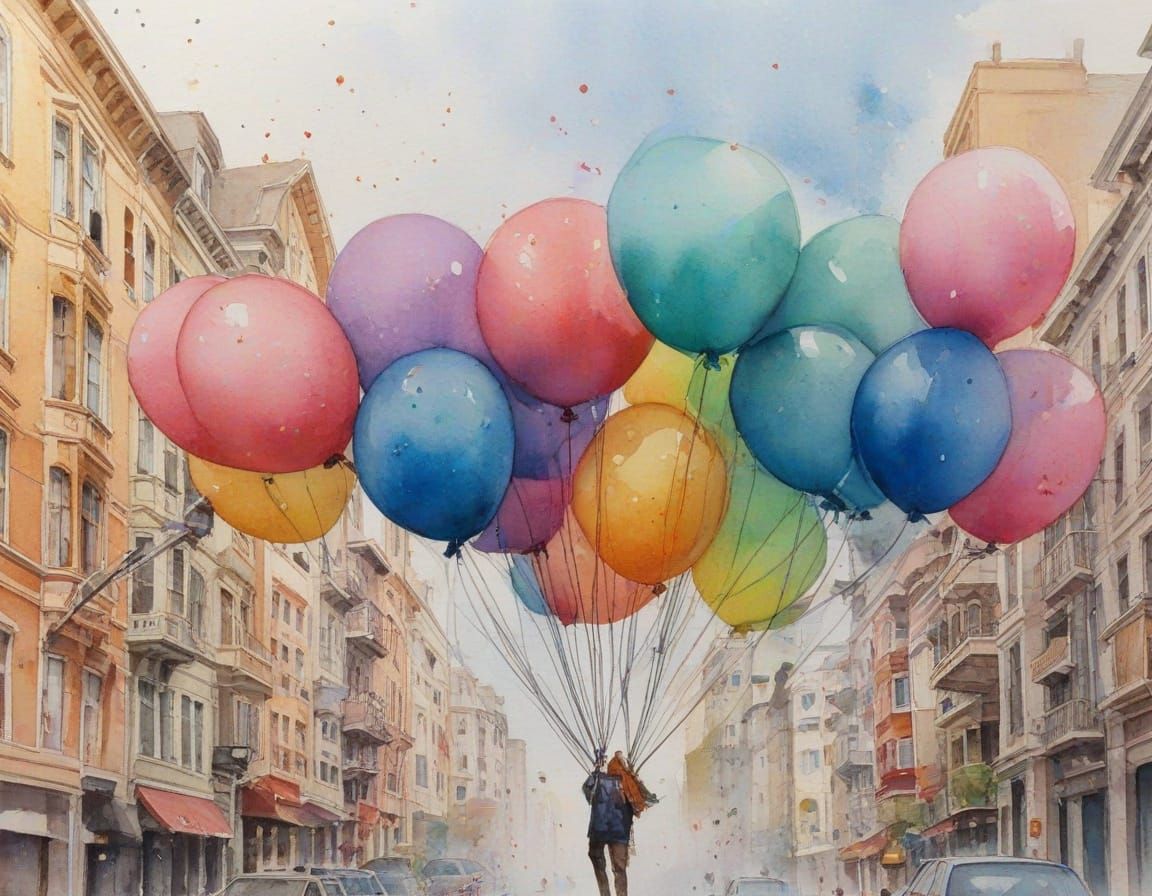 Joyful People Walk Among Colorful Balloons in Vibrant San Fr...