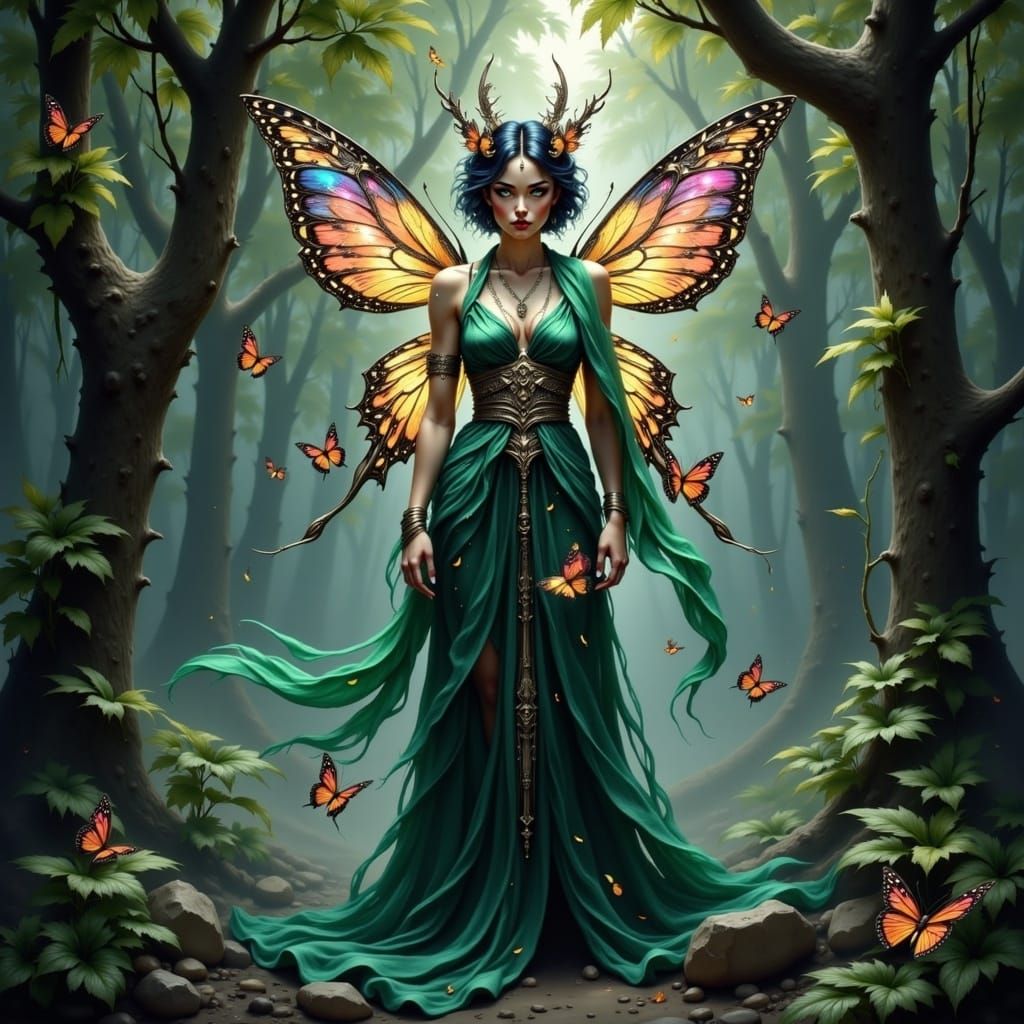 Mysterious Veilborn Maidens Dancing with Butterflies in Twil...