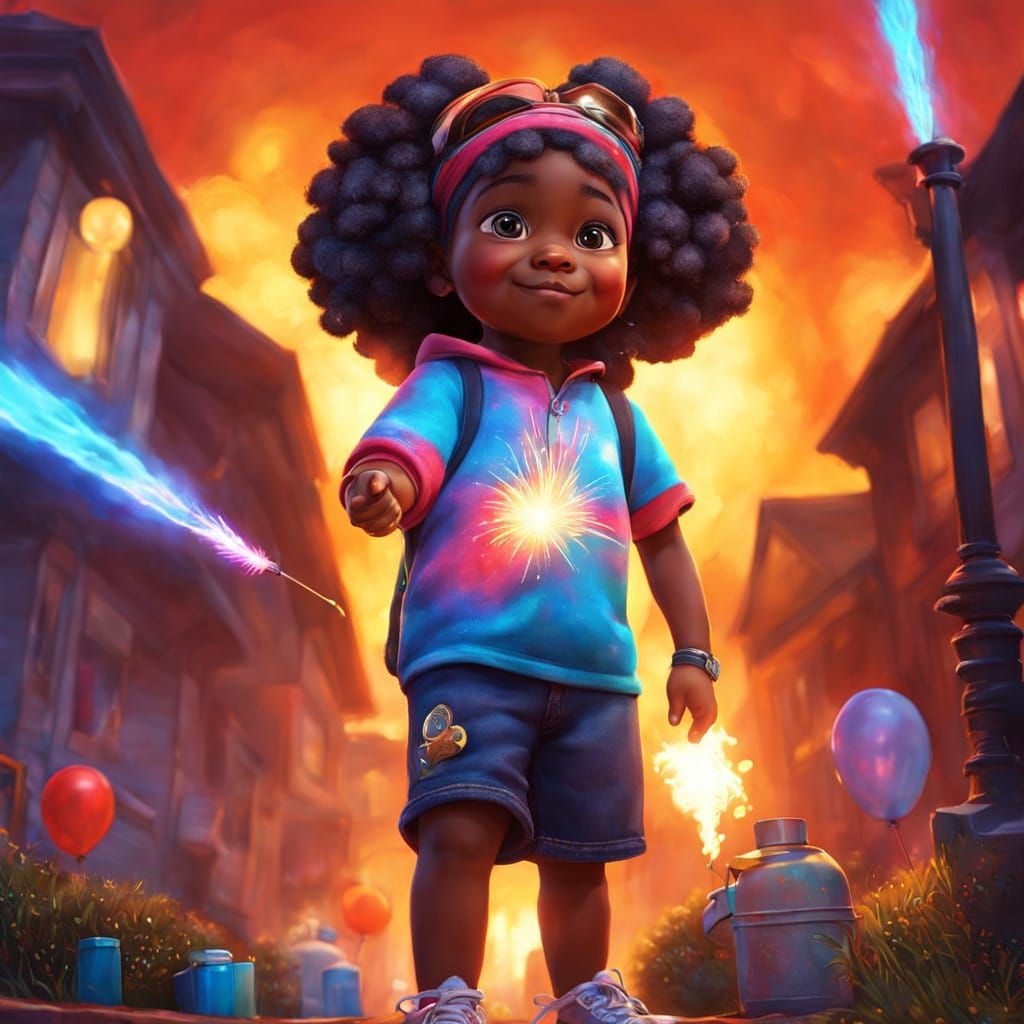 Vibrant Fireworks Scene in Colorful Polychromatic Style