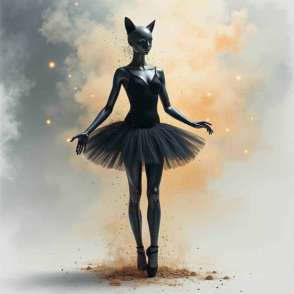 Surreal Mannequin Dissolving in Watercolor Dreamscape