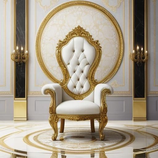 Luxurious Gold Chair Surrounded by Fabric Petals