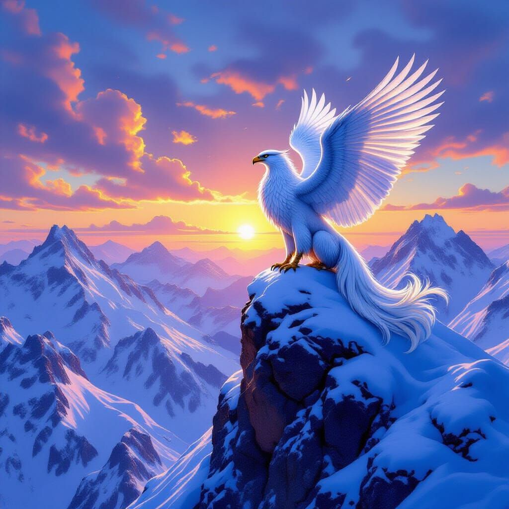 Griffin on Snow Mountain in Detailed Matte Painting