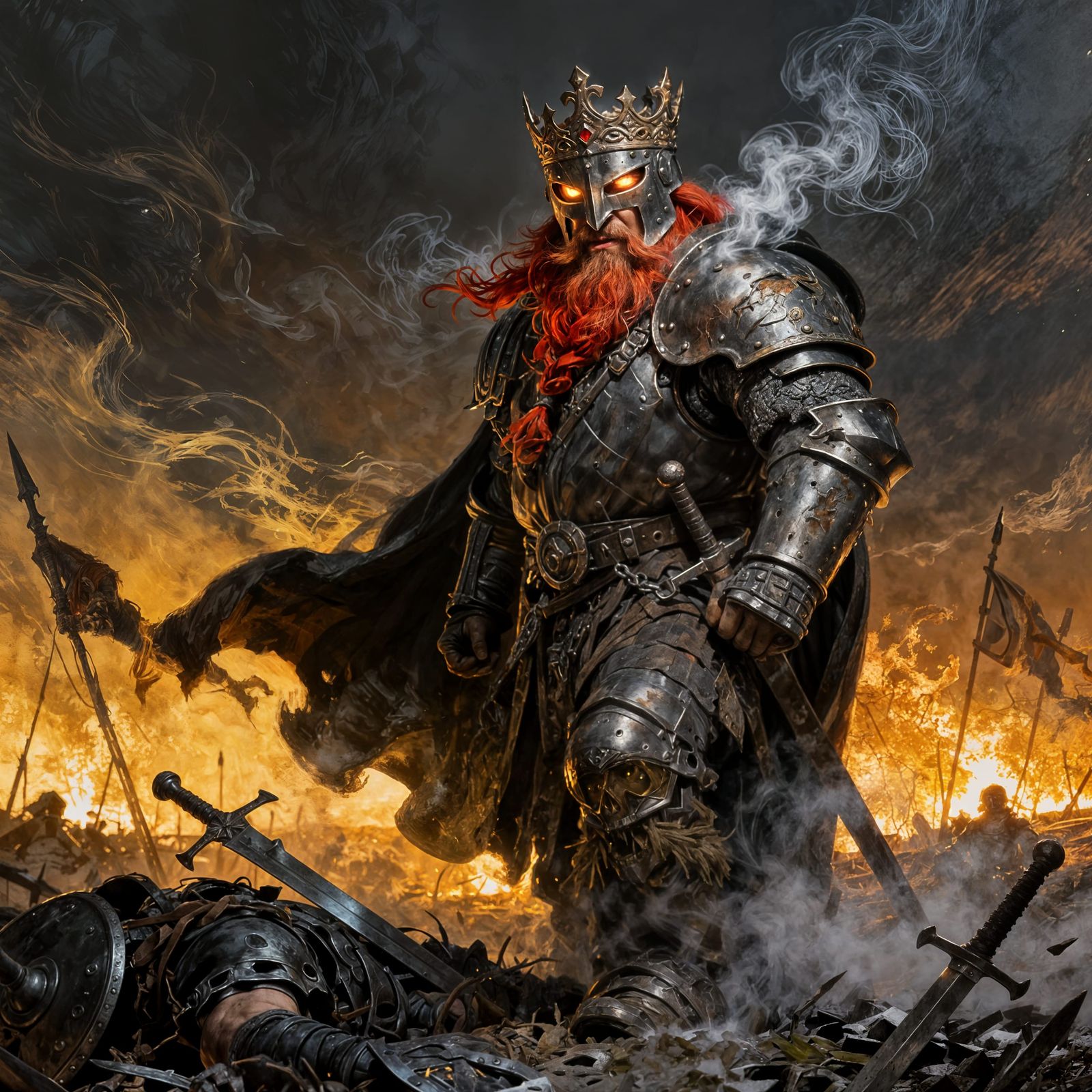 Dwarven King with War Axe on Battlefield