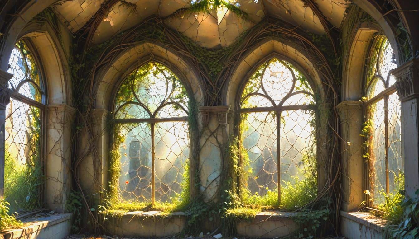 Gothic Scene with Shattered Dome in Impasto Style