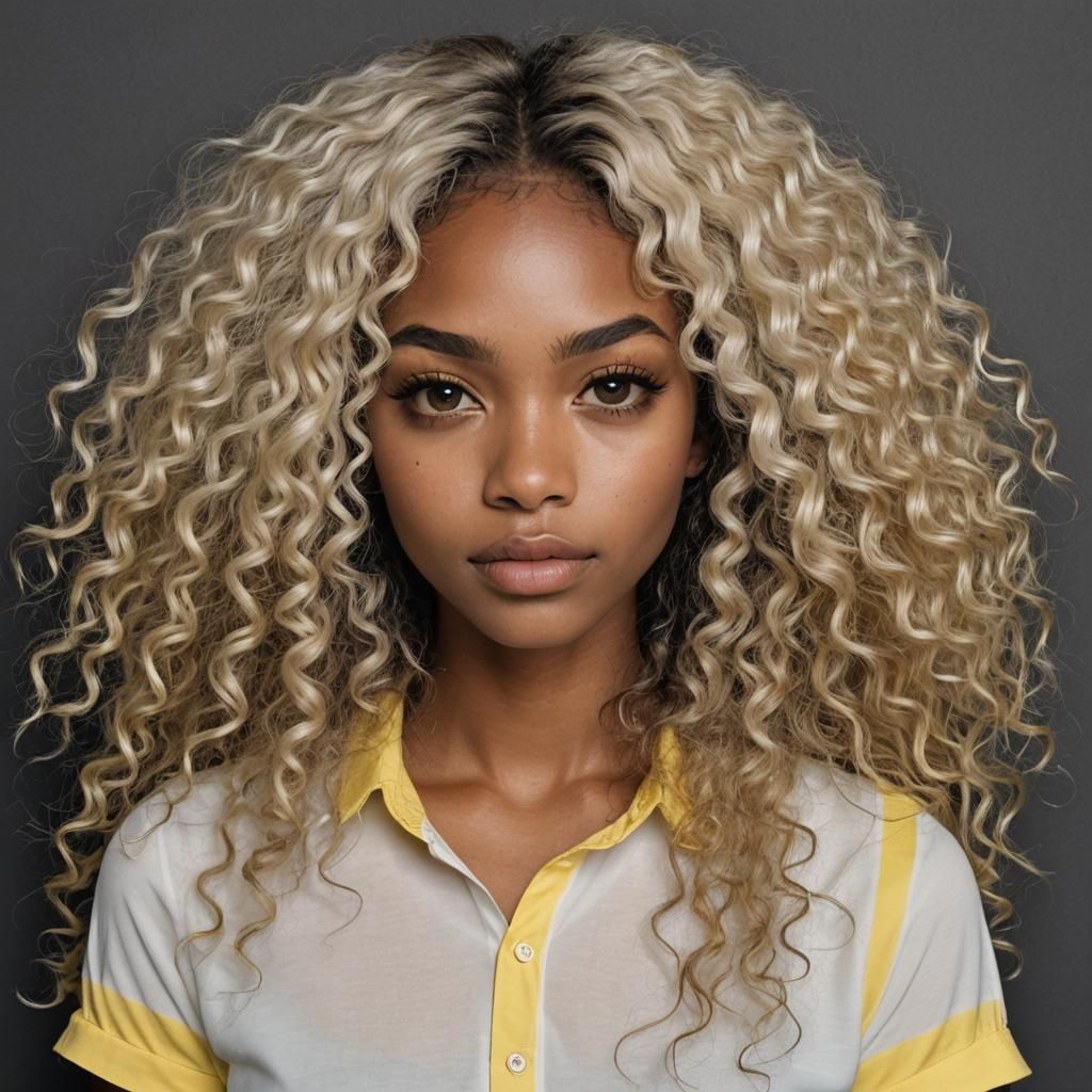 Beautiful Black Woman with Long Curly Hair