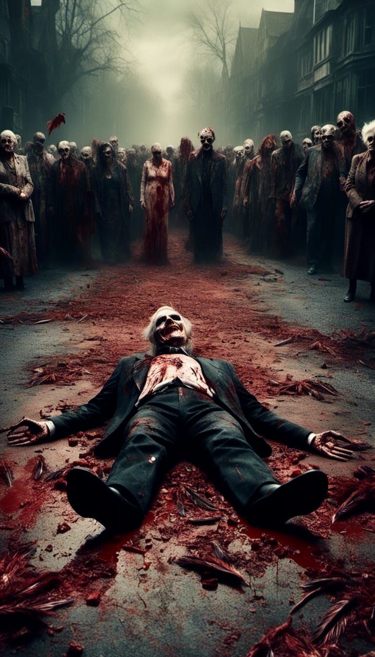 Macabre Image of Fallen Angel in Street