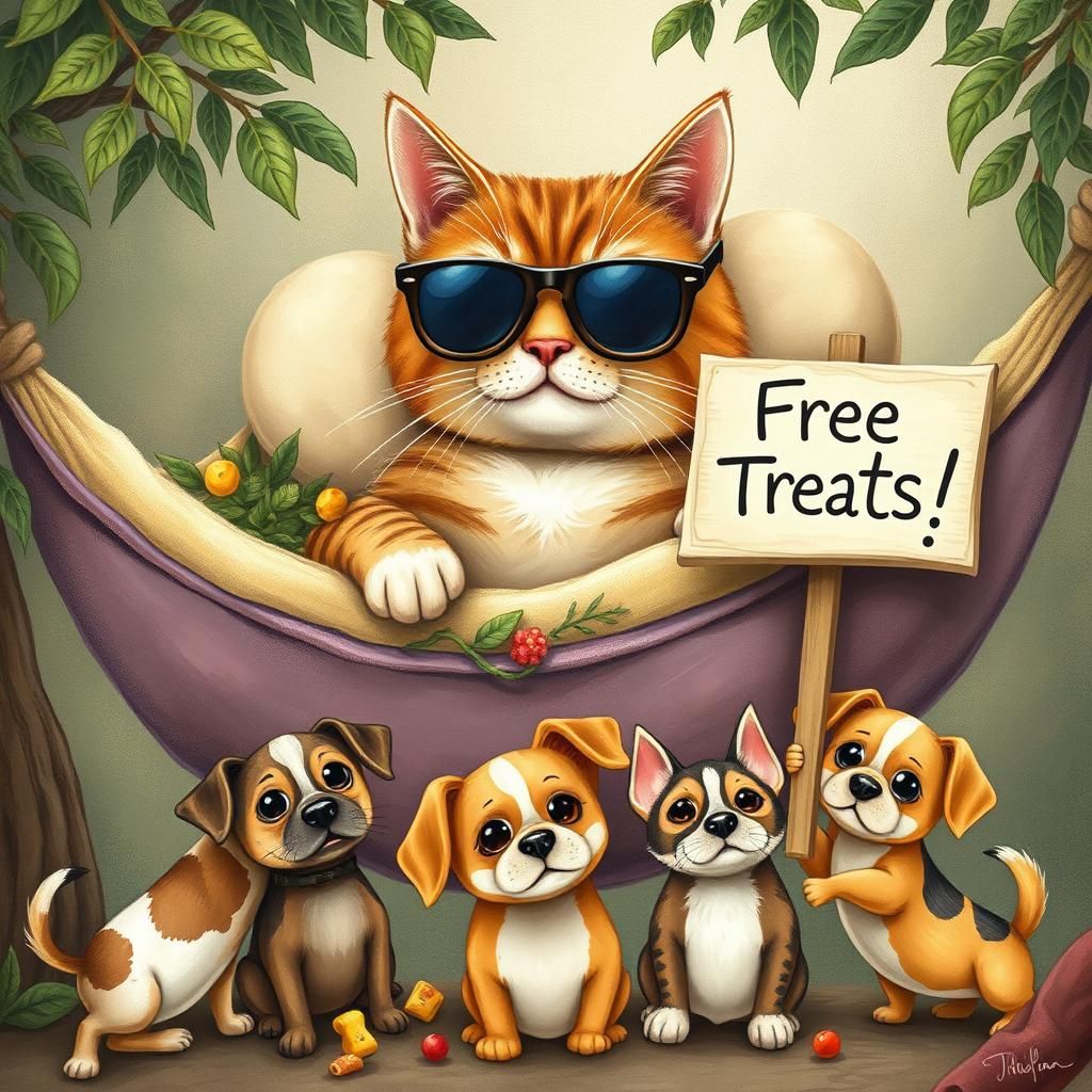 Cat in Sunglasses Enjoying a Catnip Hammock