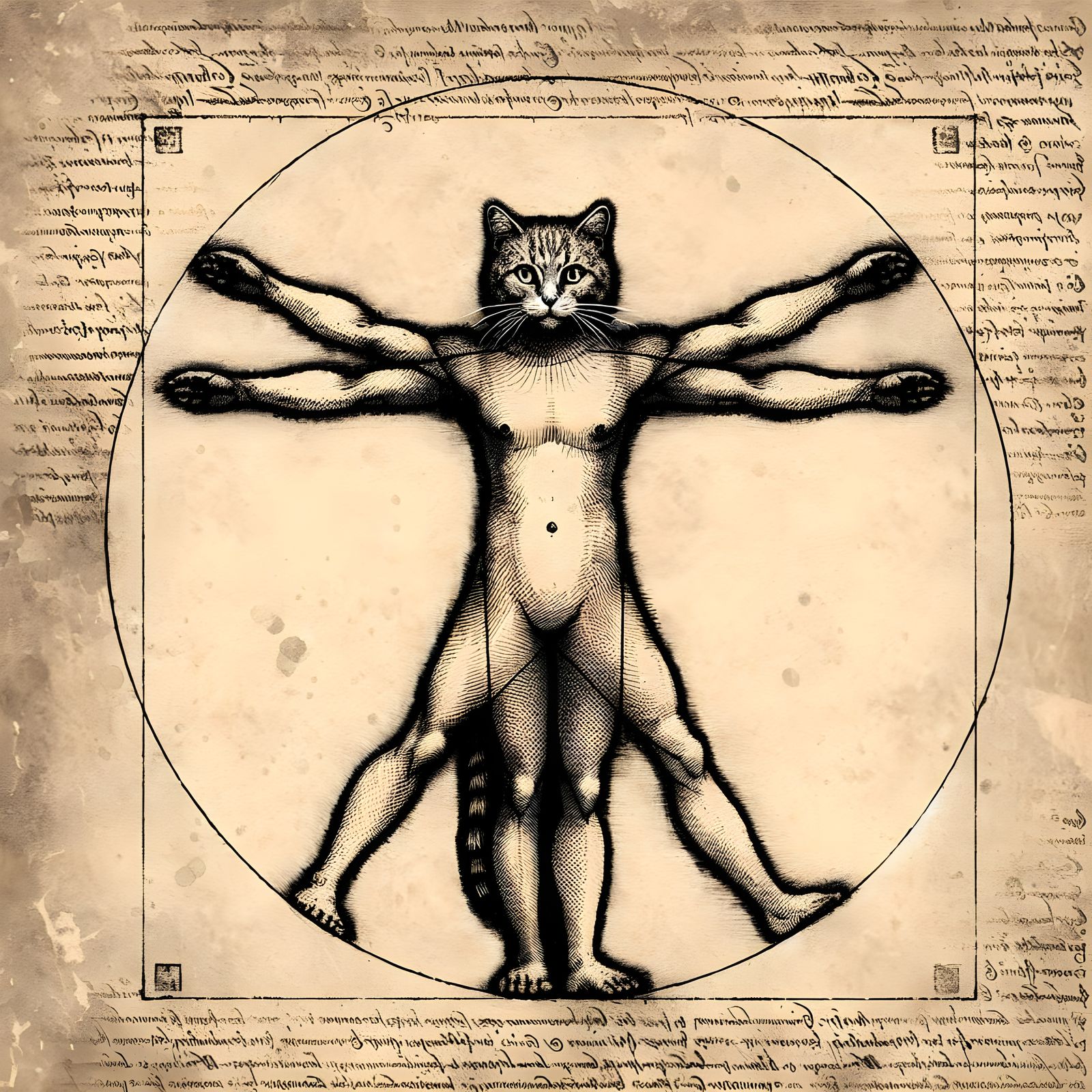 Vitruvian Cat: A Leonardo Da Vinci Inspired Sketch