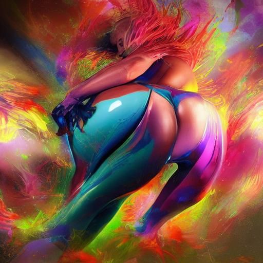 Hyperrealistic Portrait with Colorful Splash Art Background