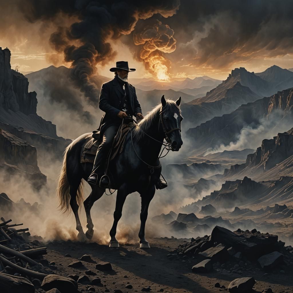 Pale Rider Emerges from Smoke: Matte Painting