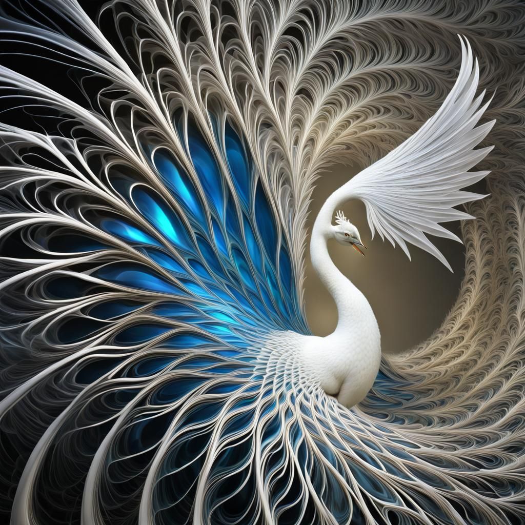White Peacock String Art in Modern 3D Style