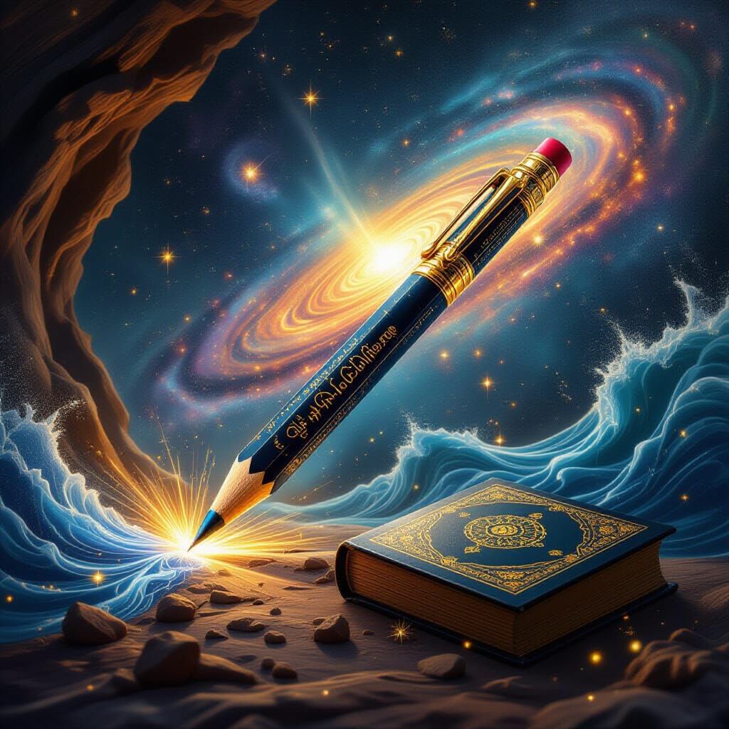 Divine Pencil to Light Pen Metamorphosis in Cosmic Art