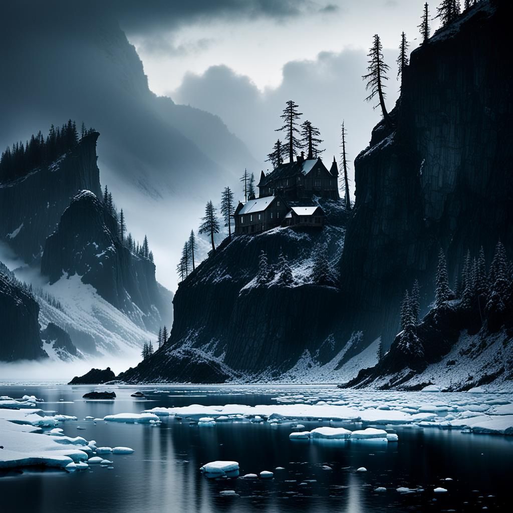 Haunting Island in Perpetual Darkness: Digital Art