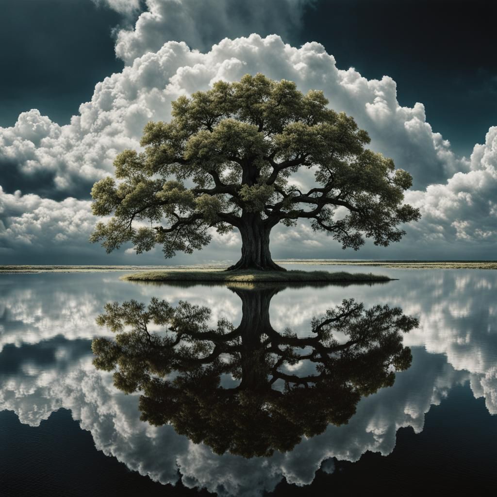 Cloud Tree of Life Reflected in Water