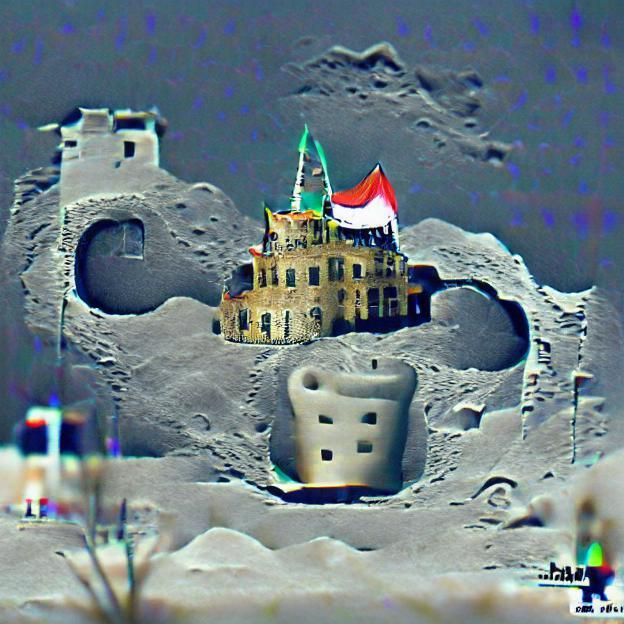 Castle on the Moon: A Surreal Lunar Fortress