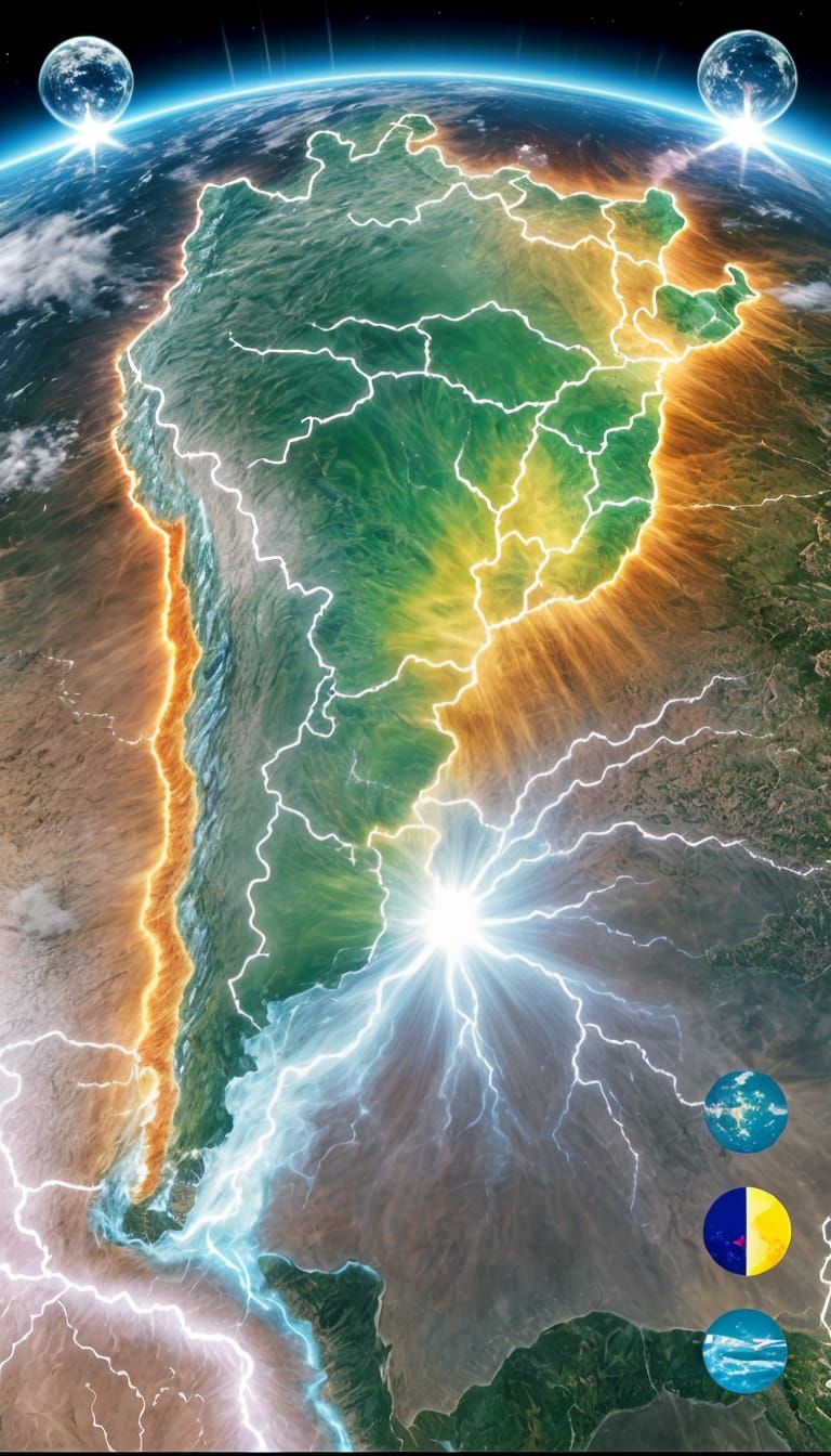 Vibrant Topographical Map with Energy Streams