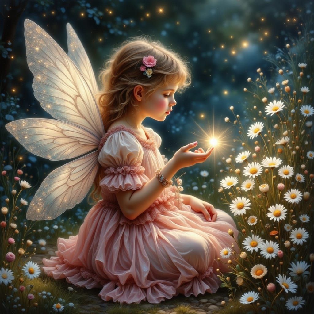 Pixie Child Portrait in Pre-Raphaelite Style