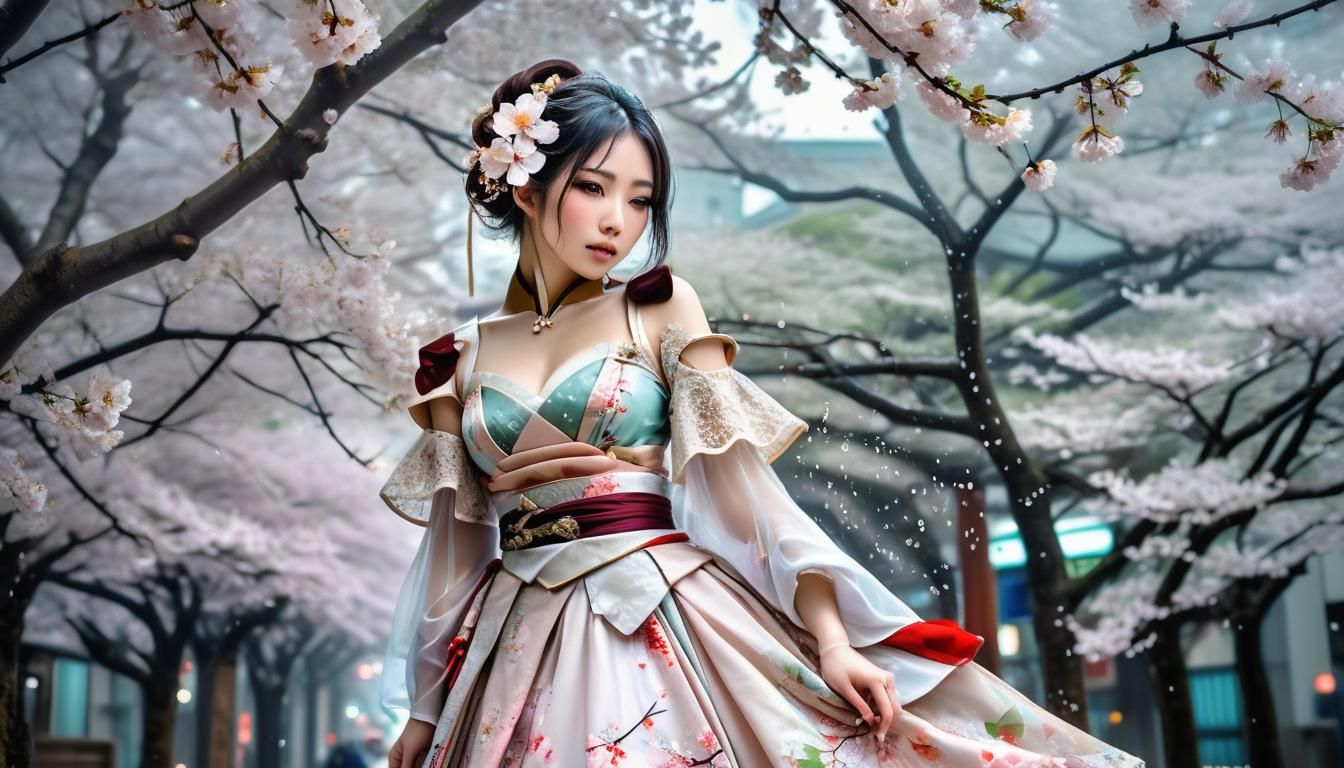 Cosplay Girl in Tokyo: Hyperrealistic Atmospheric Portrait