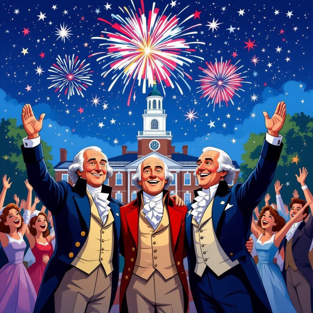 Founding Fathers Celebrate July 4th, Digital Art