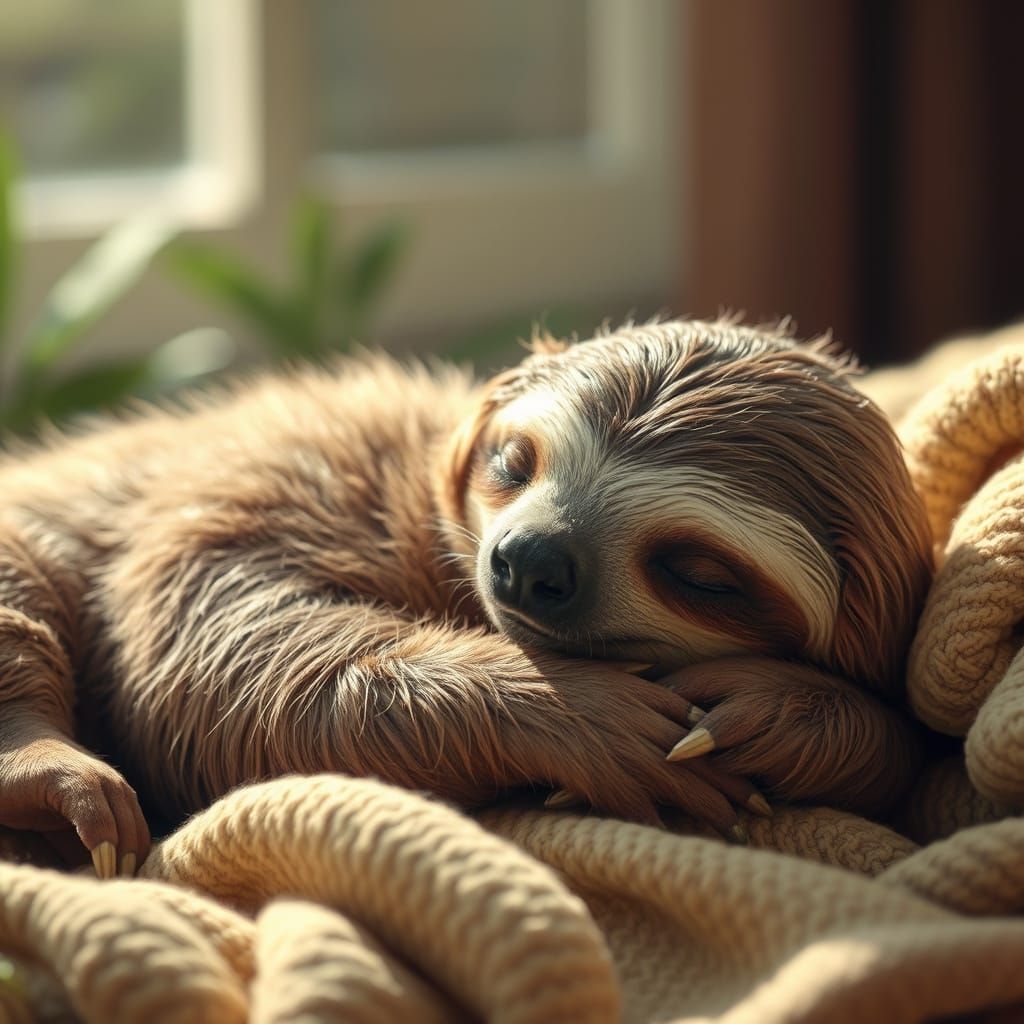 Sloth in Serene Tropical Oasis