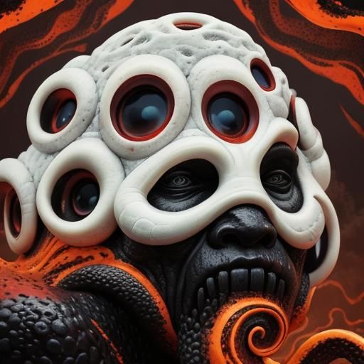 Ominous Lava and Ivory Tentacle Face