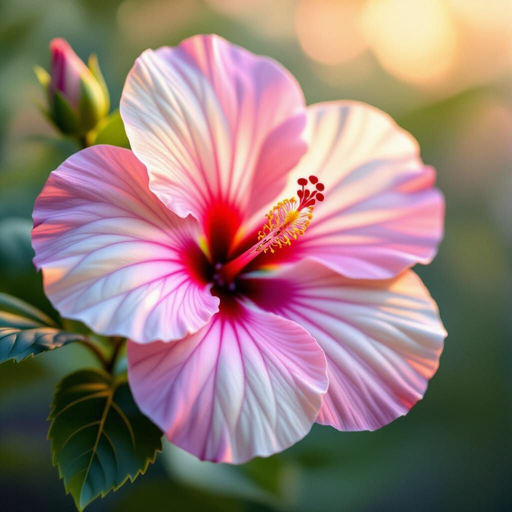 Shimmering Multicolored Hibiscus Flowers: Art Nouveau Style