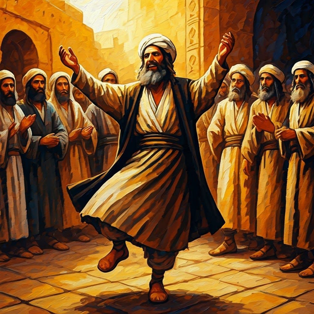 Ancient Jewish Celebration in Gouache Watercolor Style