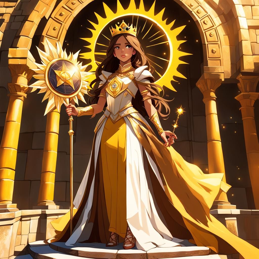 Solar Princess on Yellow Castle Balcony