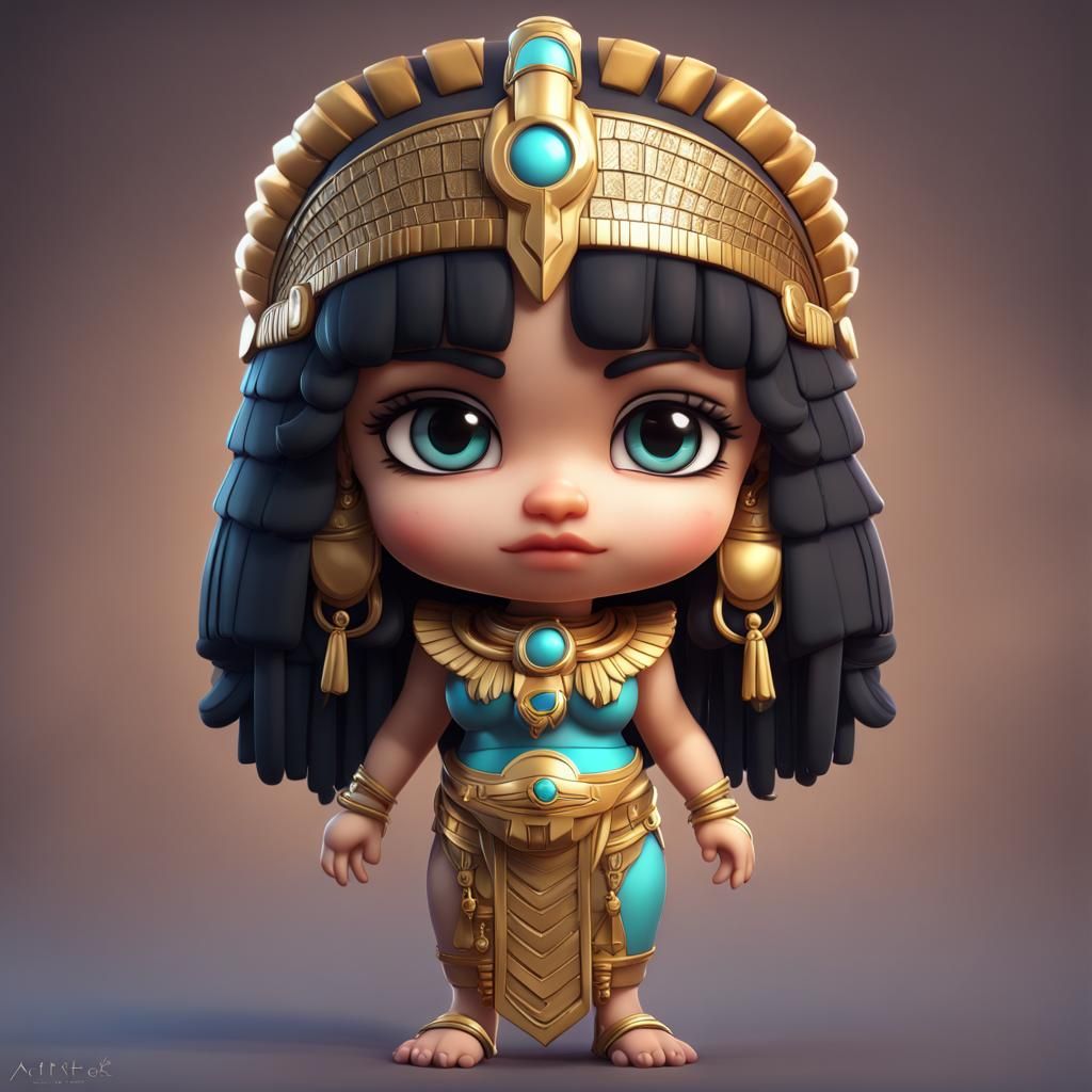 Hyperrealistic Chibi Cleopatra in Detailed Matte Painting