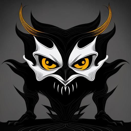 Creepy Shadow Monster Dancing: Minimalist Line Art