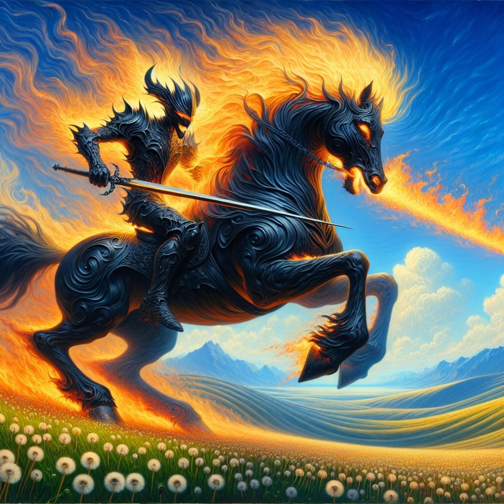 Knight on Horseback Oil Painting