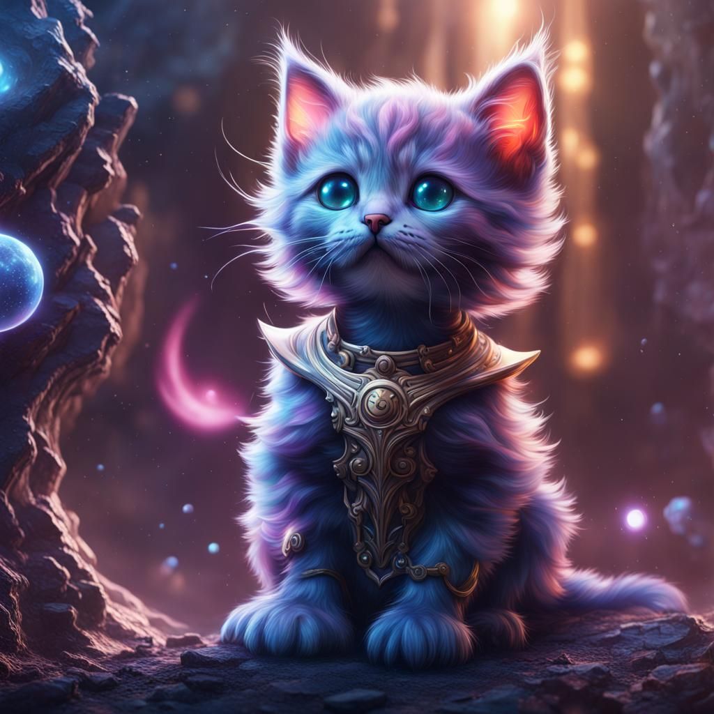 Fantastical Galaxy Kitten in Detailed Digital Painting