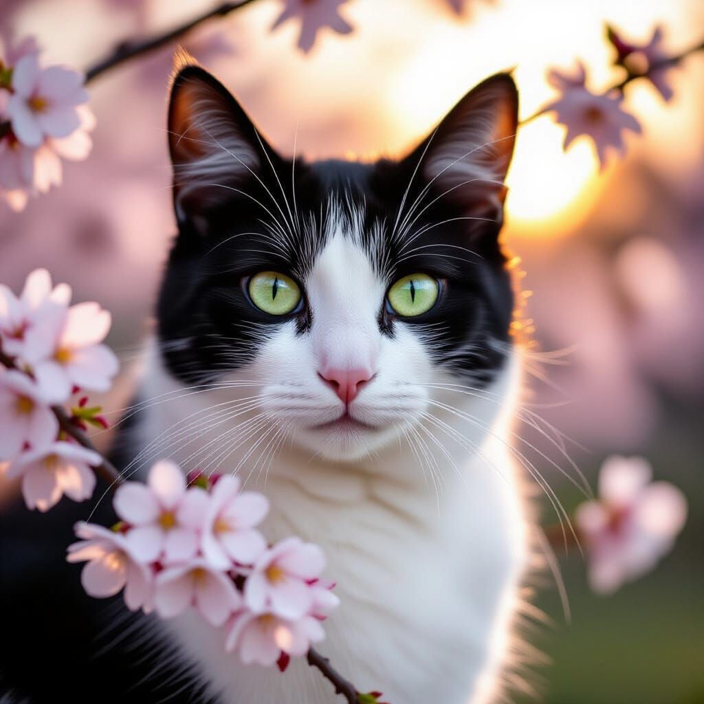 Cherry Blossoms Cat