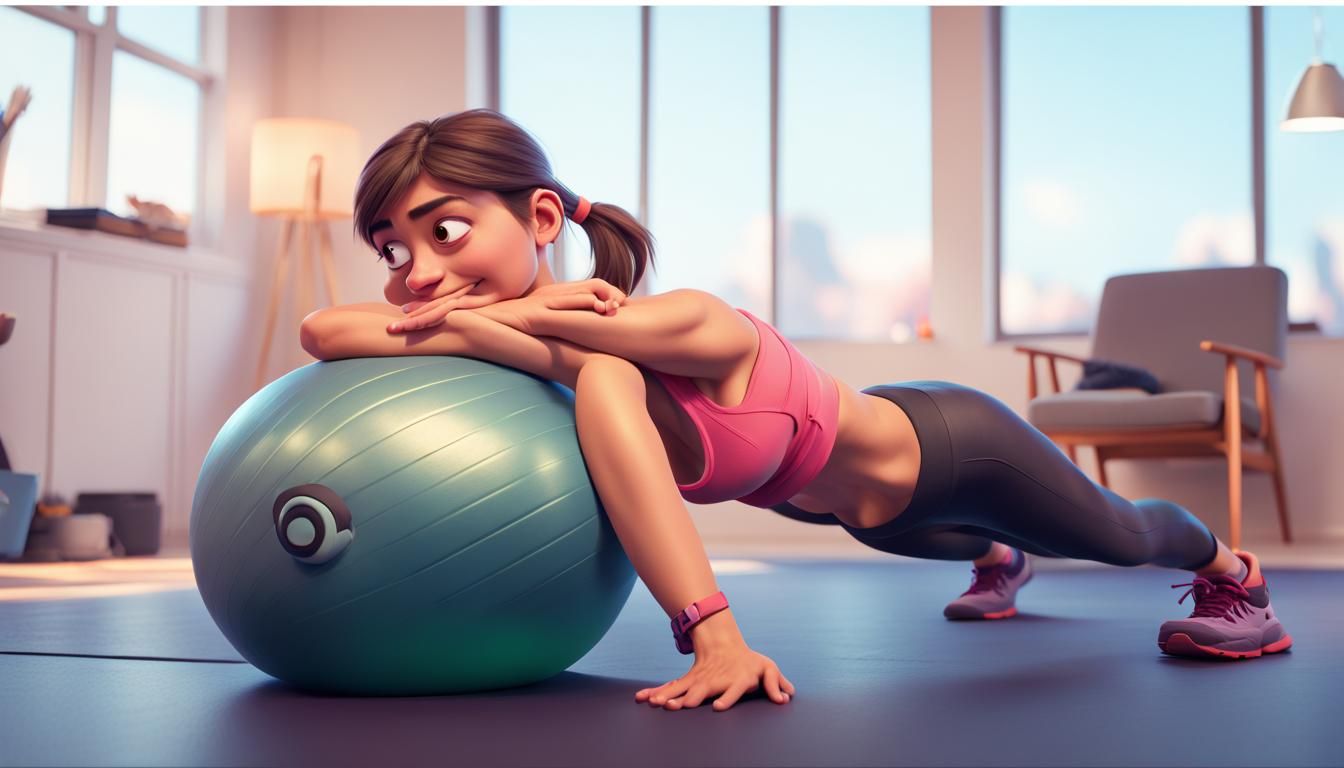 Home Workout Sit-Ups in Pixar Disney Style