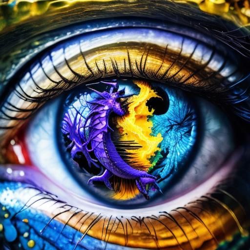 Surreal Dragon Eye Portrait in Dreamy Double Exposure