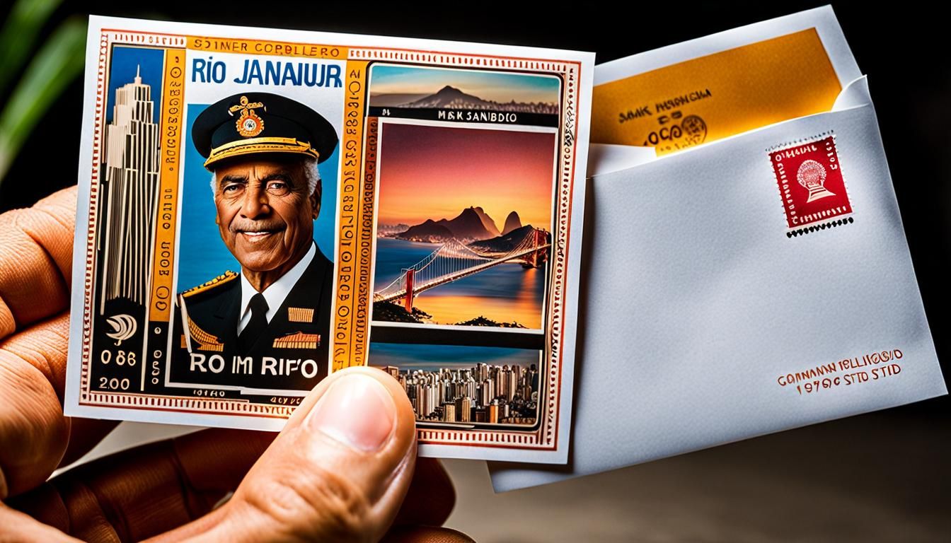 Vintage Rio Postcard in Hand, Graphic Style