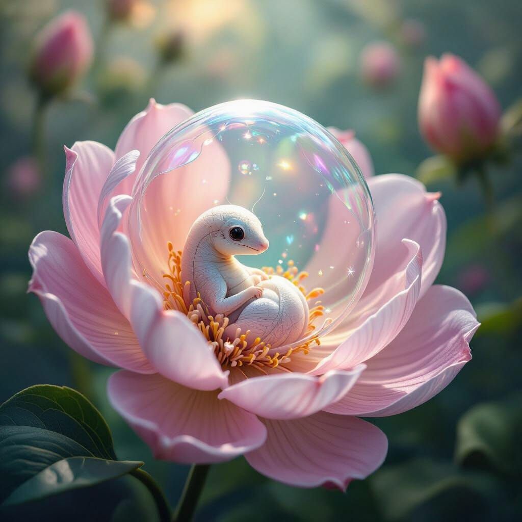 Symbiotic Creature Gestating in Exotic Flower